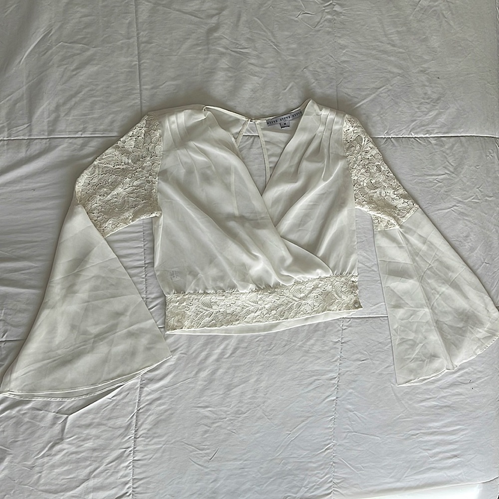 Sheer Bell Sleeve Crop Top